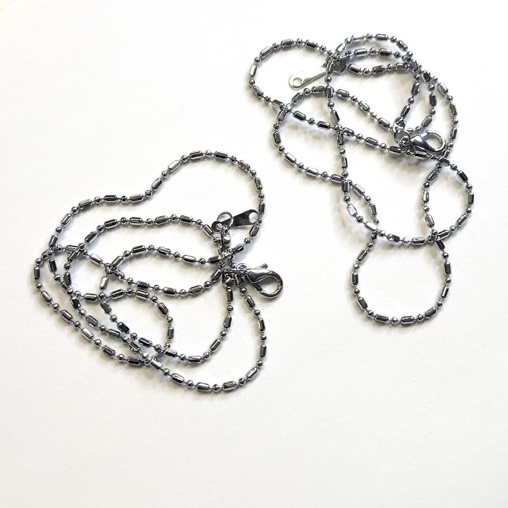 Set of TWO Bright Silver Tone Chain 16 inch Silver Chain - SOLD as Set of 2